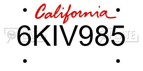 6KIV985 California License Plate