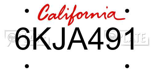 6KJA491 California License Plate
