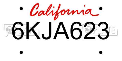 6KJA623 California License Plate