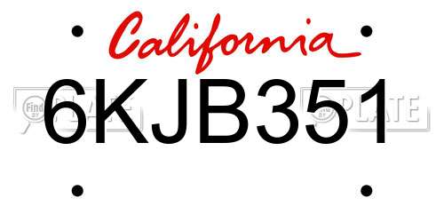 6KJB351 California License Plate