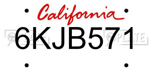 6KJB571 California License Plate