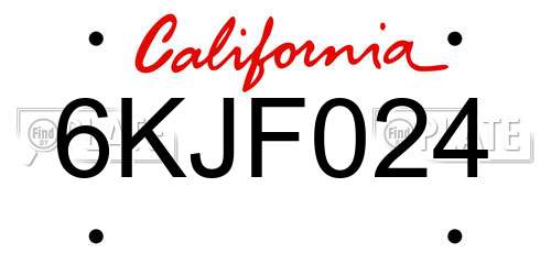 6KJF024 California License Plate