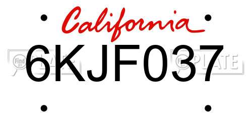 6KJF037 California License Plate