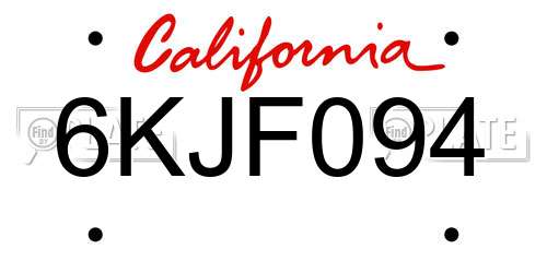 6KJF094 California License Plate