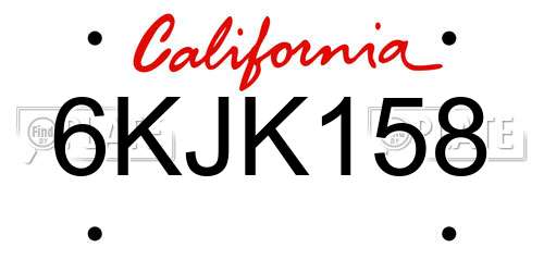 6KJK158 California License Plate