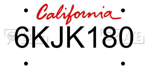 6KJK180 California License Plate