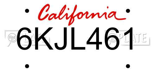 6KJL461 California License Plate