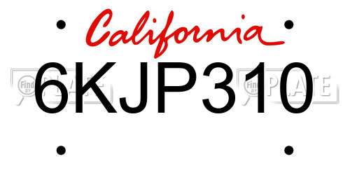 6KJP310 California License Plate
