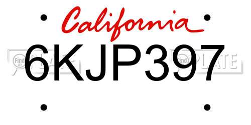 6KJP397 California License Plate