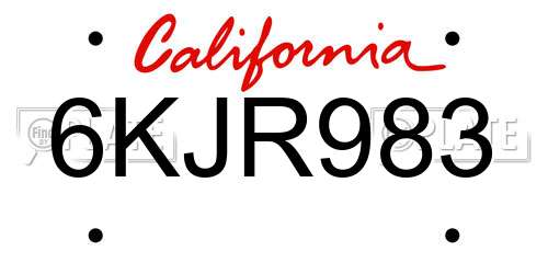 6KJR983 California License Plate