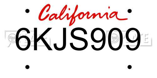 6KJS909 California License Plate