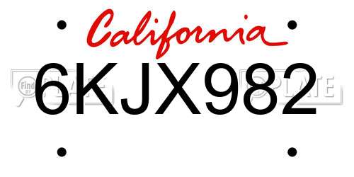 6KJX982 California License Plate