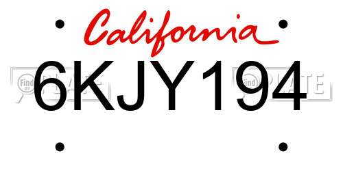 6KJY194 California License Plate