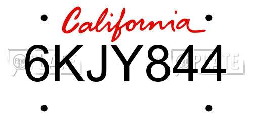 6KJY844 California License Plate