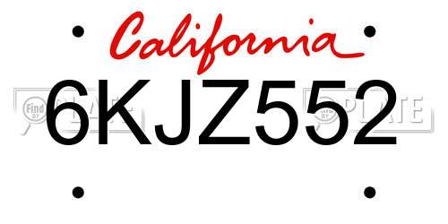 6KJZ552 California License Plate