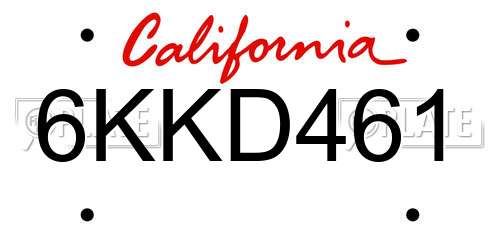 6KKD461 California License Plate