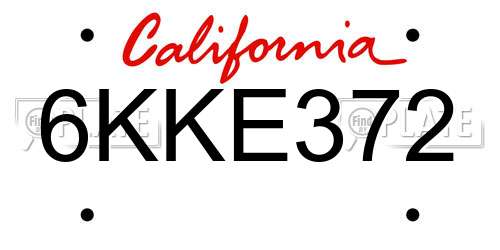6KKE372 California License Plate