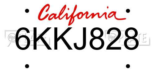 6KKJ828 California License Plate