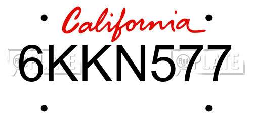 6KKN577 California License Plate