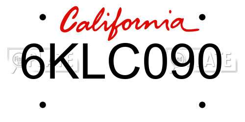 6KLC090 California License Plate