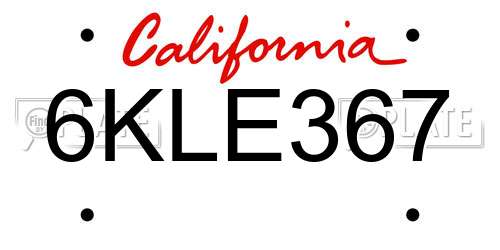 6KLE367 California License Plate