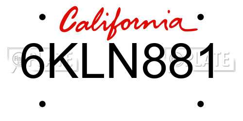6KLN881 California License Plate