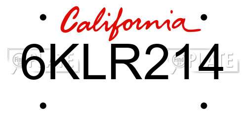 6KLR214 California License Plate