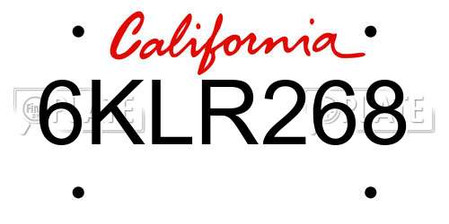 6KLR268 California License Plate