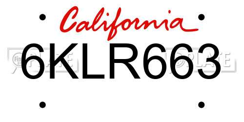 6KLR663 California License Plate