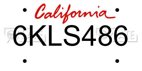6KLS486 California License Plate