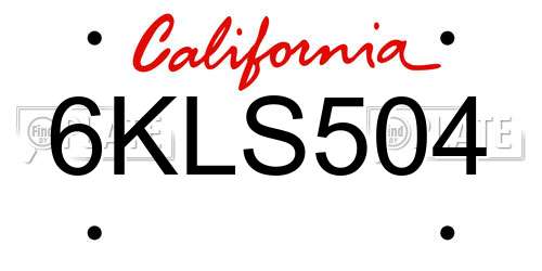 6KLS504 California License Plate