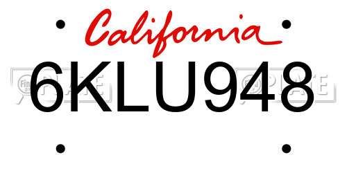 6KLU948 California License Plate
