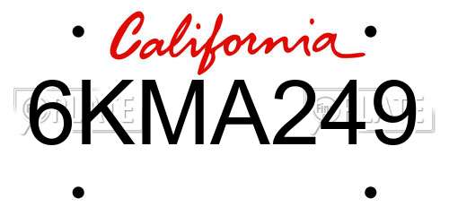 6KMA249 California License Plate