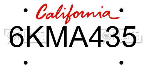 6KMA435 California License Plate
