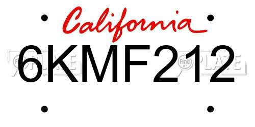 6KMF212 California License Plate
