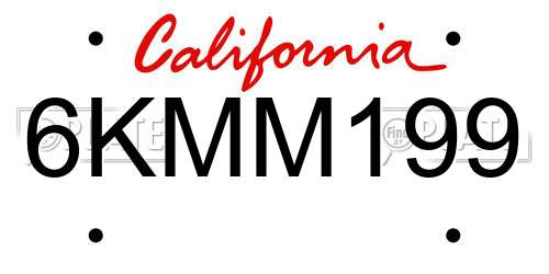 6KMM199 California License Plate
