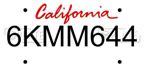 6KMM644 California License Plate