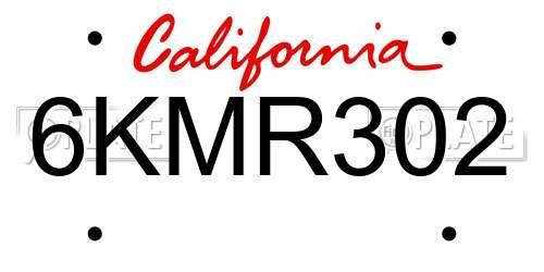 6KMR302 California License Plate