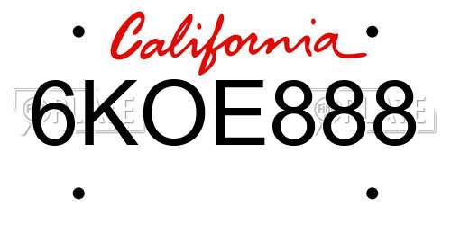 6KOE888 California License Plate