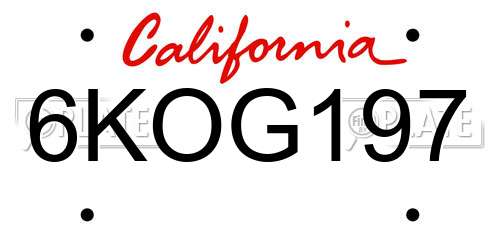 6KOG197 California License Plate