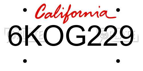 6KOG229 California License Plate