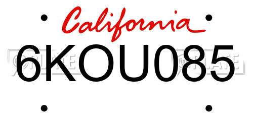 6KOU085 California License Plate