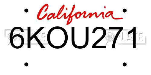 6KOU271 California License Plate