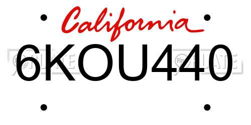 6KOU440 California License Plate