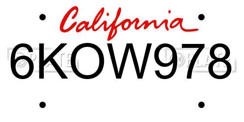 6KOW978 California License Plate