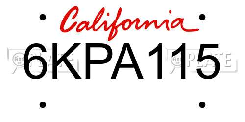 6KPA115 California License Plate