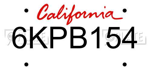 6KPB154 California License Plate