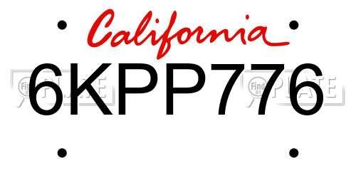 6KPP776 California License Plate