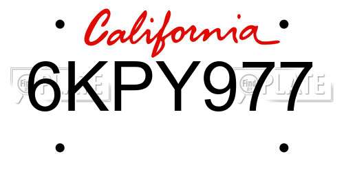 6KPY977 California License Plate