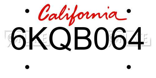 6KQB064 California License Plate